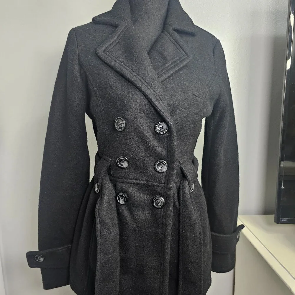 NEW Stylebook Trendy Plus Size Double-Breasted Black Peacoat – Size Small - Picture 2 of 6